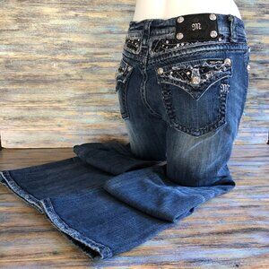 Miss Me Jeans Buckle Studded Lace Rhinestones Bootcut Womens Size 30 (30x35)